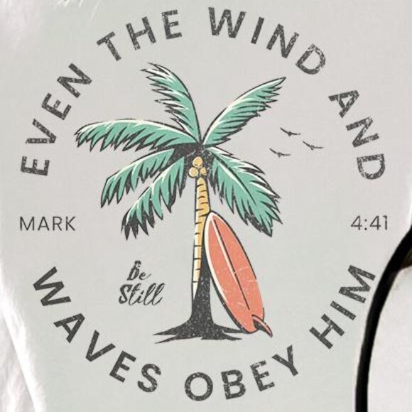 Christian Bible Verse Shirt, Beachy Palm Tree Tee, Baptism Gift Christian Tee 24 - Picture 3 of 6